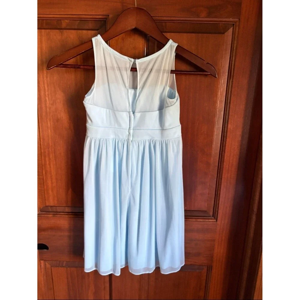 David's Bridal Light Blue Sleeveless Chiffon Dress- Girls size 8 - Picture 2 of 4
